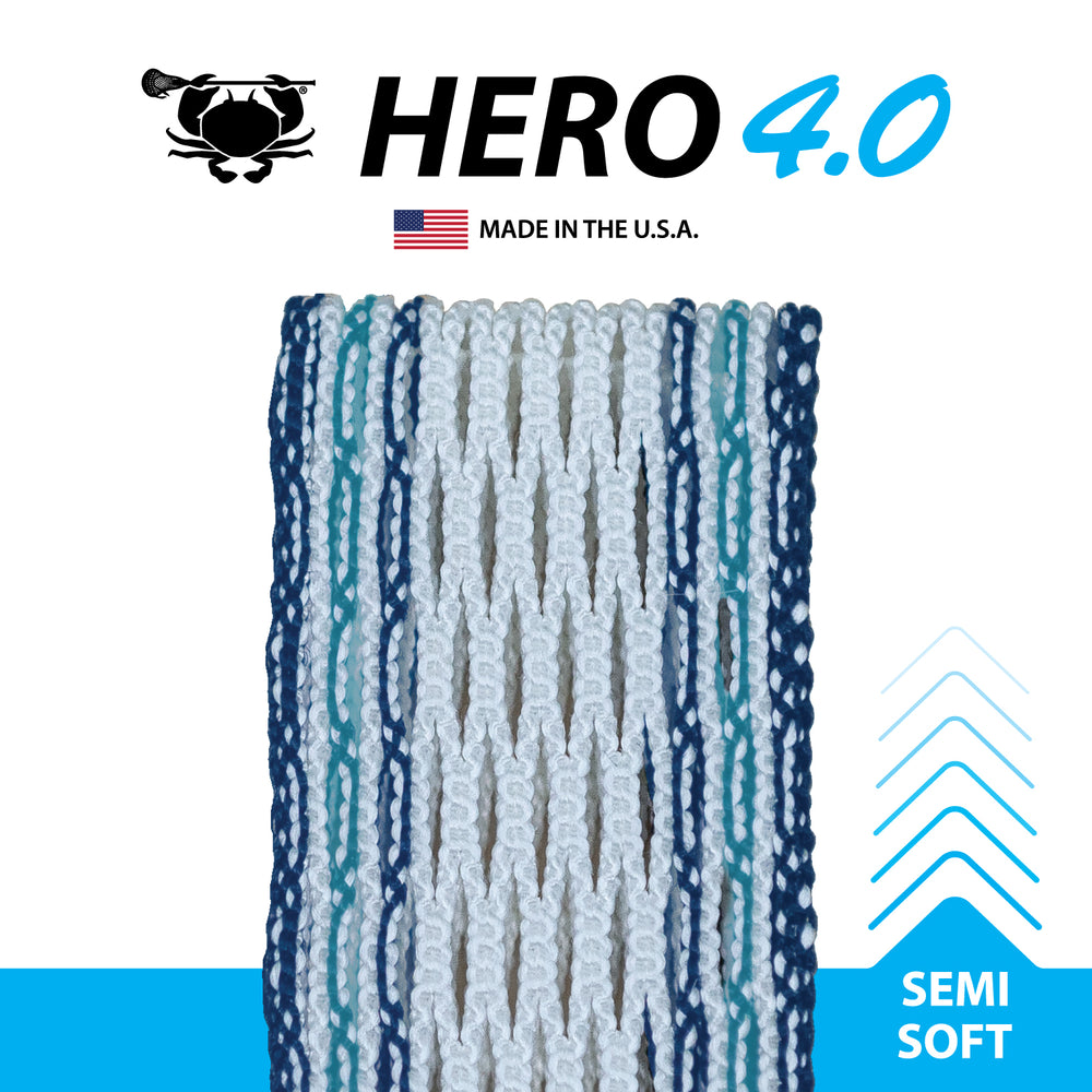 ECD Lacrosse Hero 4 semi soft in Navy Blue and Carolina, front view